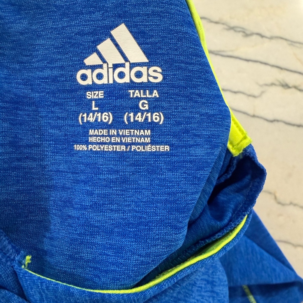 Adidas Blue Shirt with Yellow Highlights